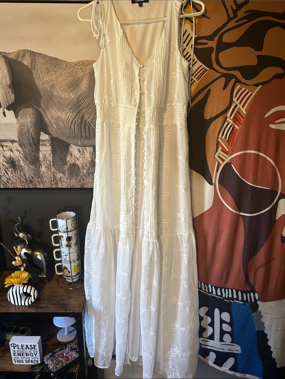 Lulu's White Sleeveless Maxi Dress with Button Front